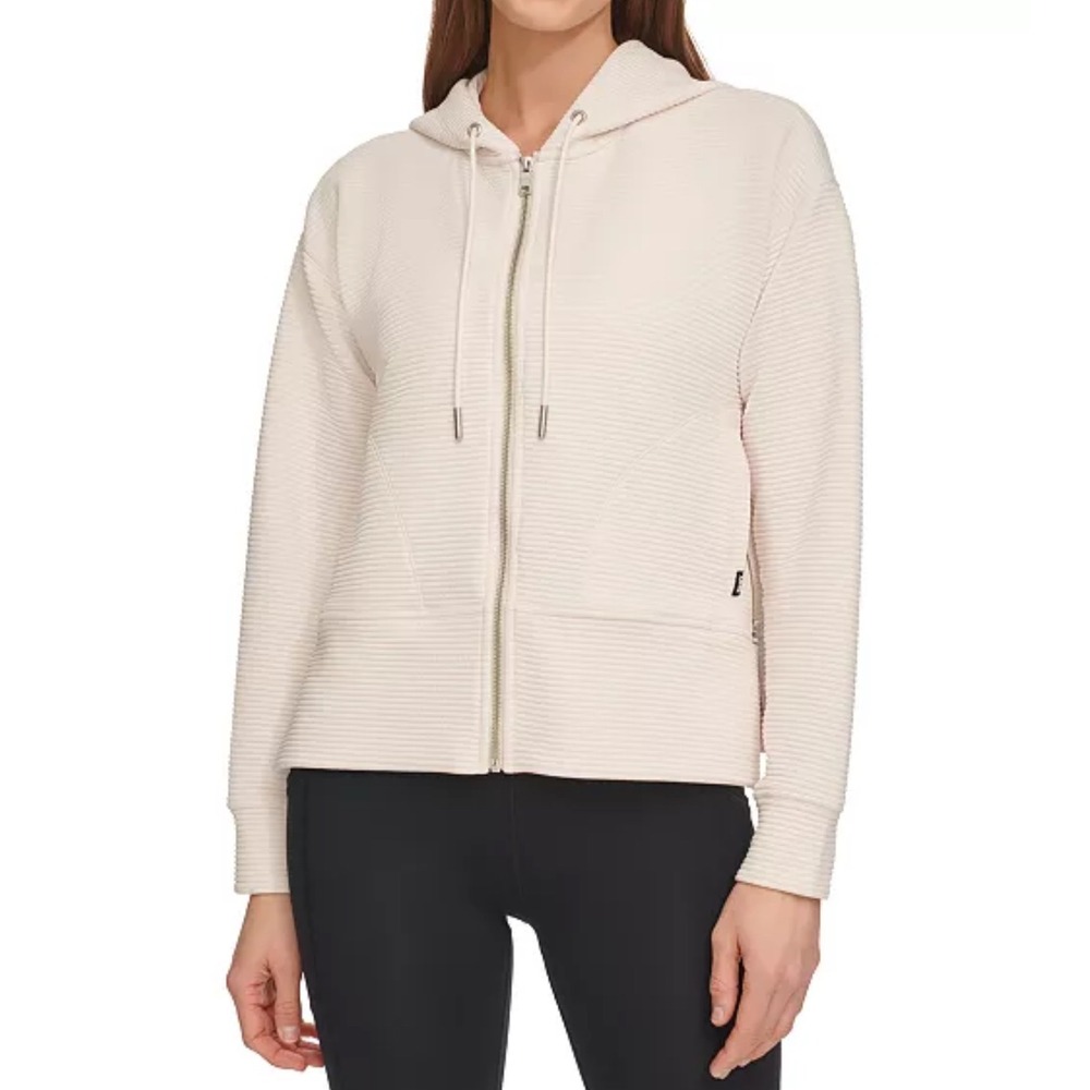 DKNY Sport Ribbed Full‎ Zip Hoodie Athleisure Jacket Comfy Warmth Medium